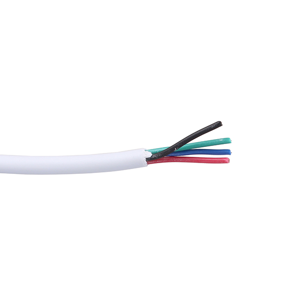 Riet Parelachtig Verwaand RGB kabel 4x0,5mm2 soepel aders rood, groen, blauw, zwart mantel wit /m
